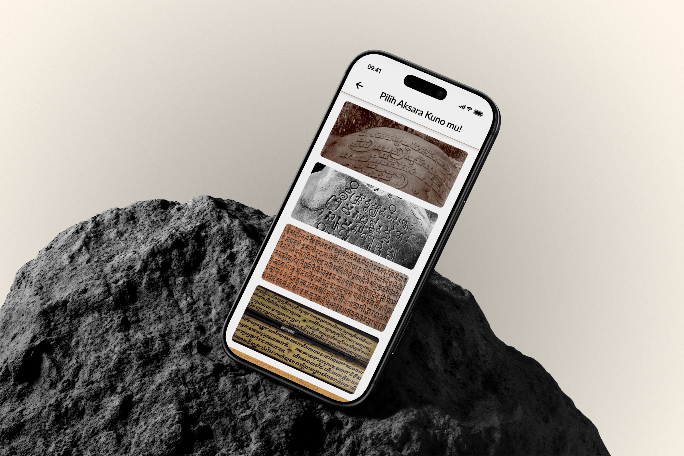 Epi-Go picker of ancient inscription and manuscript scripts to learn