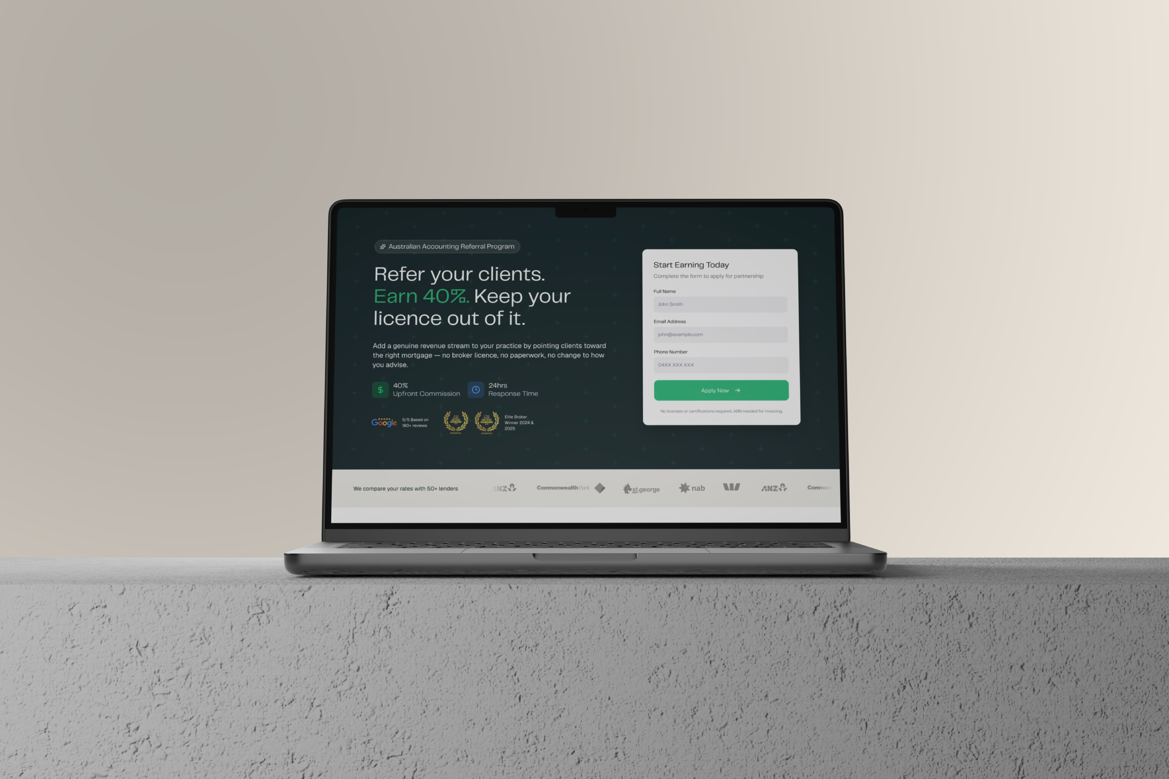 Stryve accountant referral-program landing page with a sign-up form